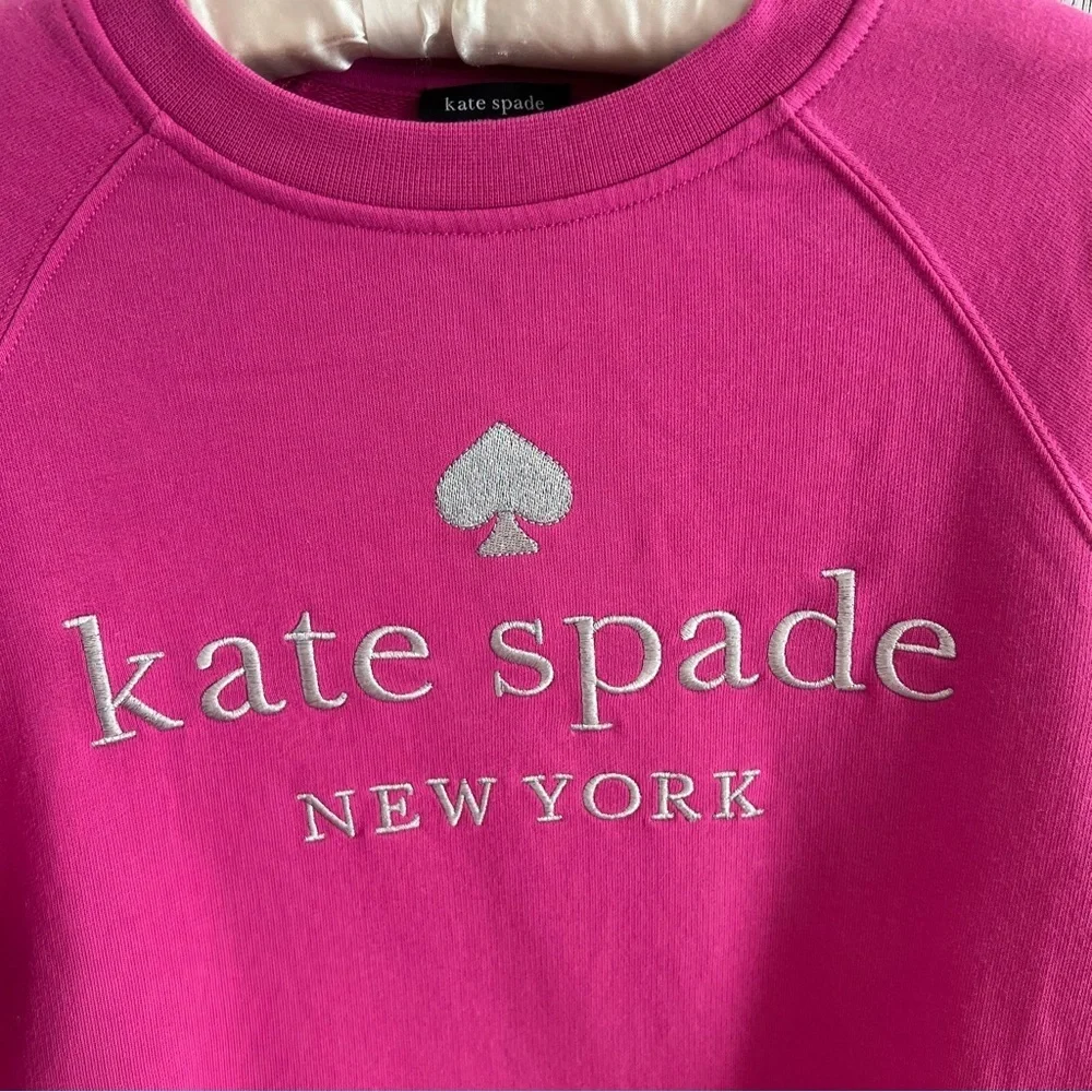 Kate Spade Fuchsia Embroidered Preppy Classic Uptown Sweatshirt XS